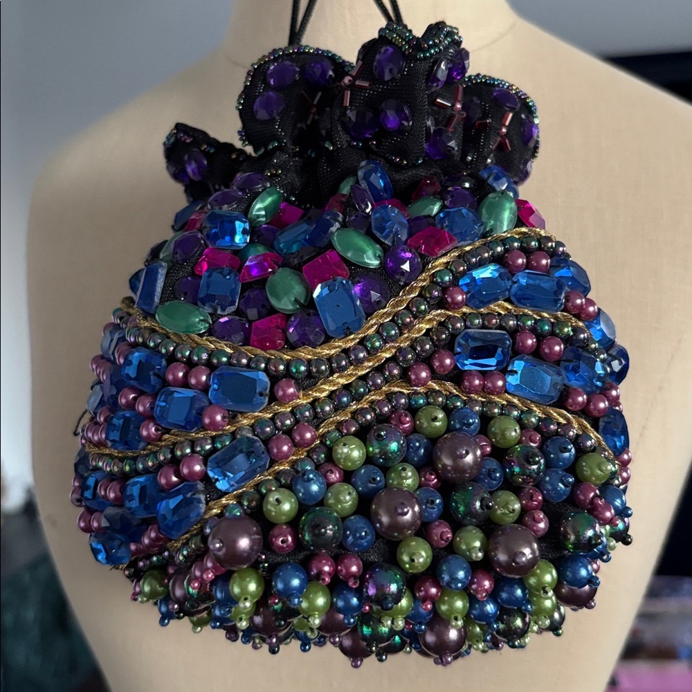 Chico’s Beaded Multicolor Drawstring Bag - image 2